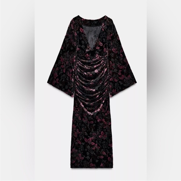Zara Dresses & Skirts - Zara floral Velvet Maxi Dress